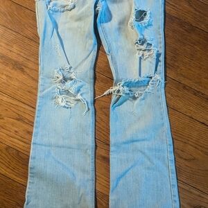 Hollister Light Blue Distressed Flare Jeans